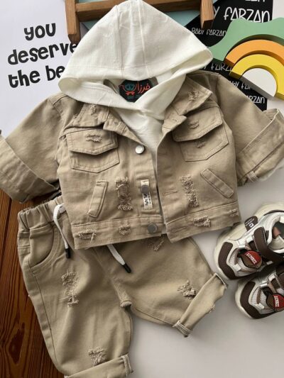 کت و شلوار کتان زاپدار - کد ۱۸-۵۵