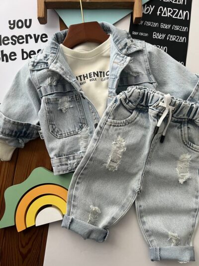 کت شلوار جین پیله دار - کد ۵۵۱۵